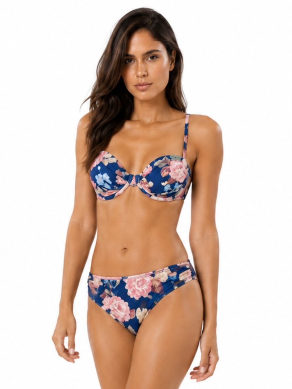 Shade & Shore Floral Bikini Set 36C Top Small S Bottoms NWT Blue